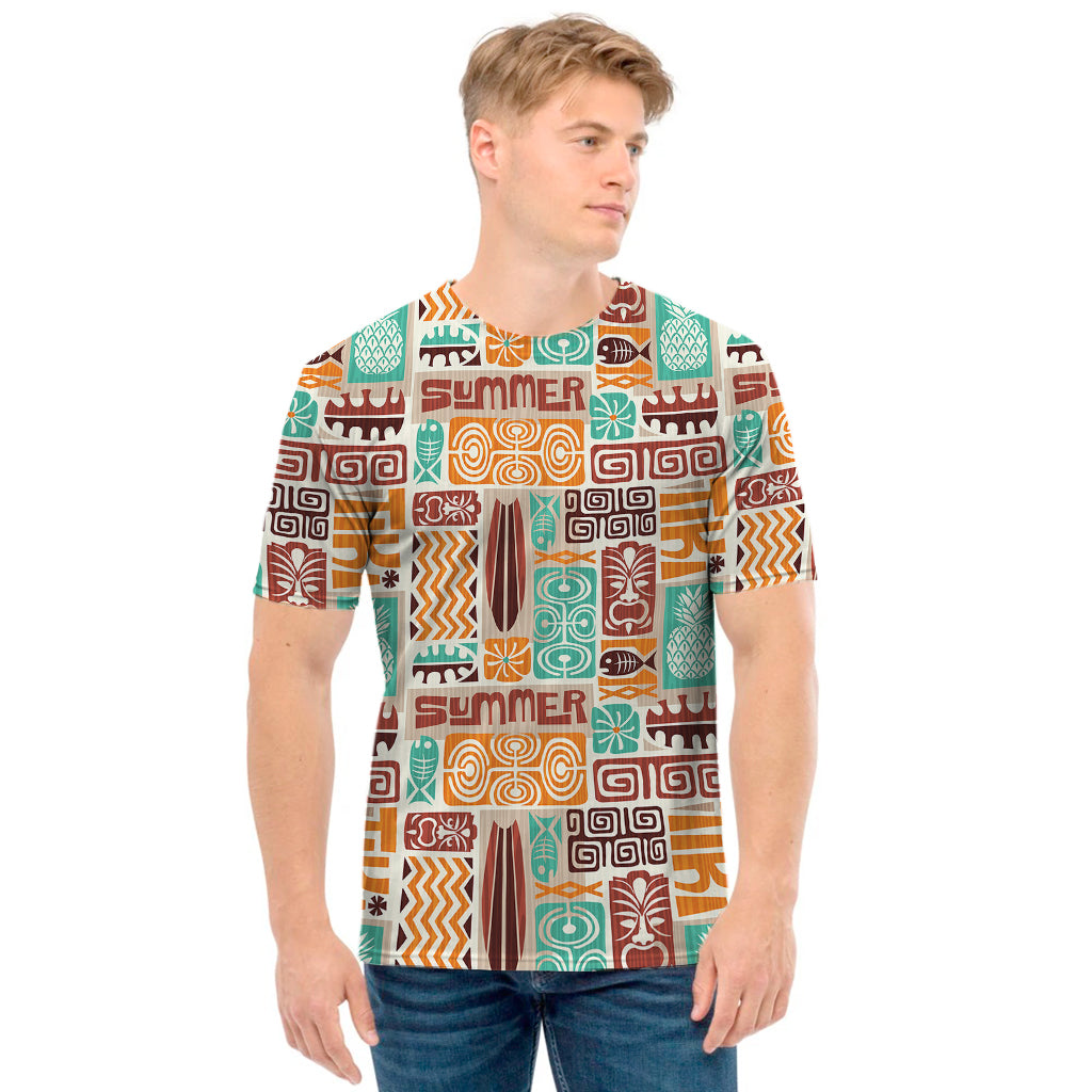 Tropical Tiki Pattern Print Men's T-Shirt