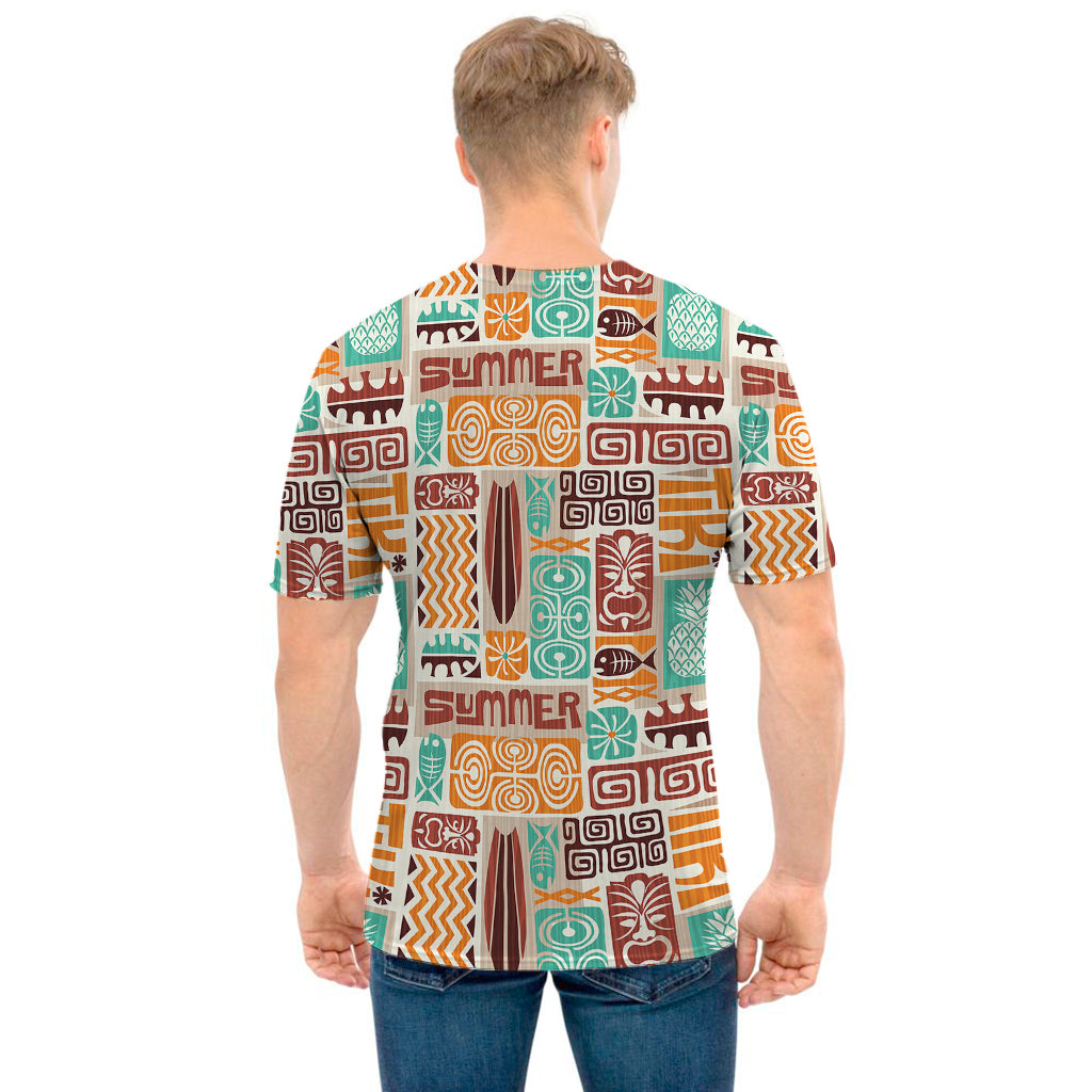 Tropical Tiki Pattern Print Men's T-Shirt