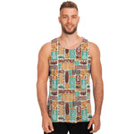 Tropical Tiki Pattern Print Men's Tank Top