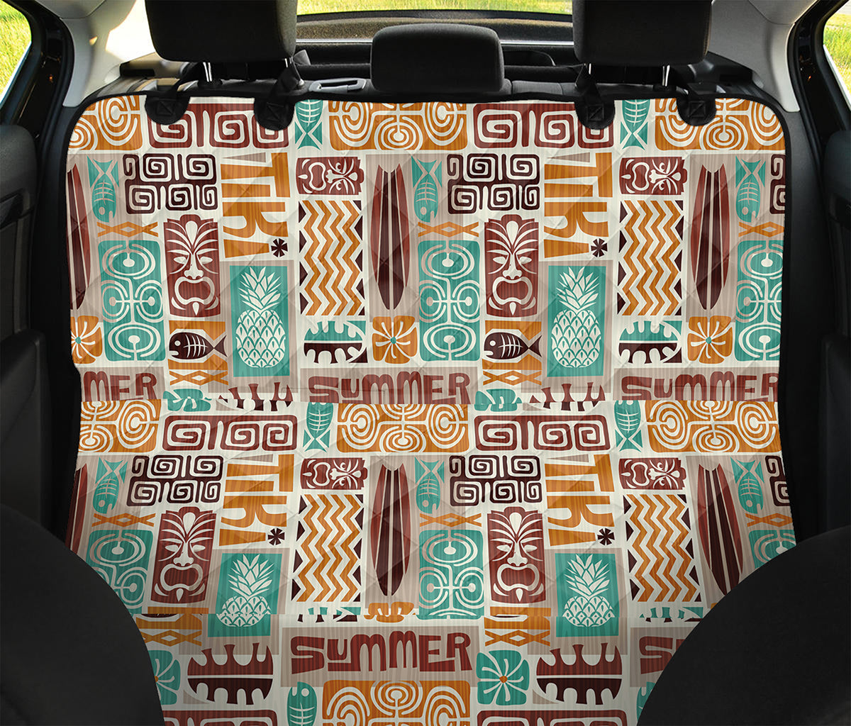 Tropical Tiki Pattern Print Pet Car Back Seat Cover