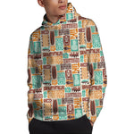 Tropical Tiki Pattern Print Pullover Hoodie