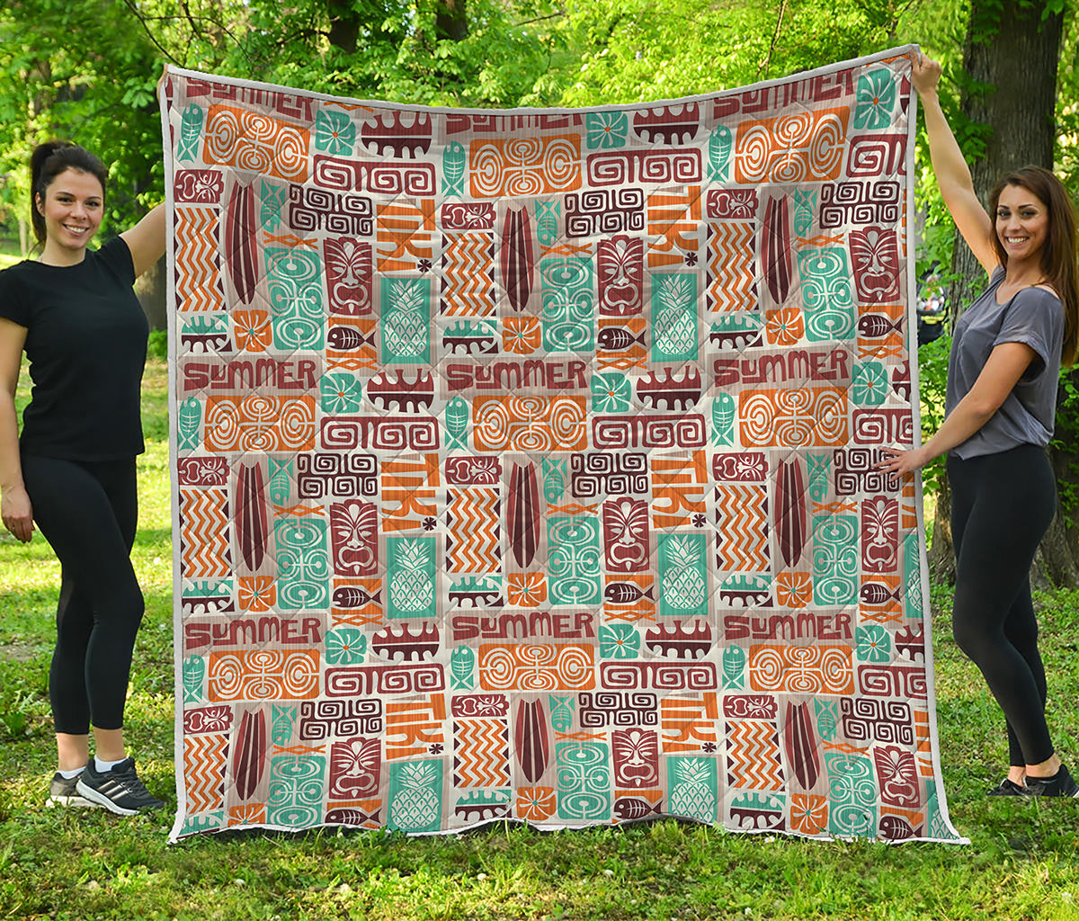 Tropical Tiki Pattern Print Quilt