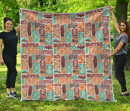 Tropical Tiki Pattern Print Quilt