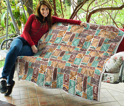Tropical Tiki Pattern Print Quilt