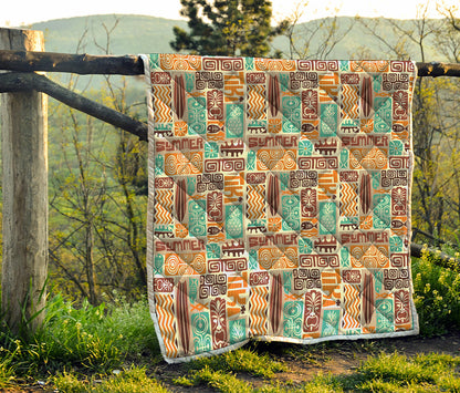 Tropical Tiki Pattern Print Quilt