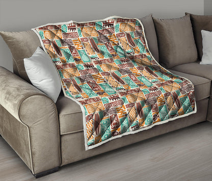 Tropical Tiki Pattern Print Quilt