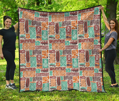 Tropical Tiki Pattern Print Quilt