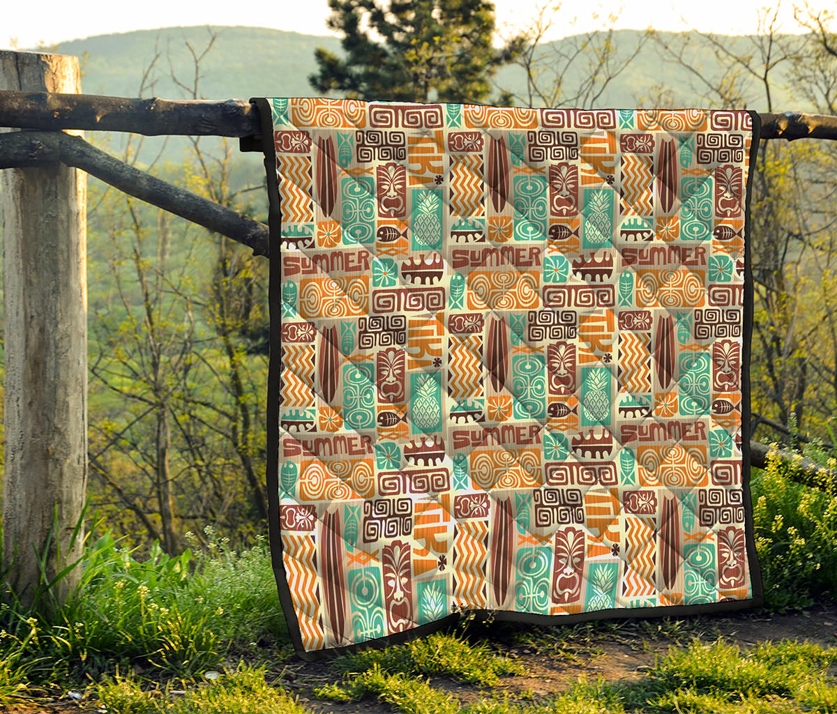 Tropical Tiki Pattern Print Quilt