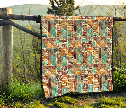 Tropical Tiki Pattern Print Quilt