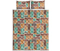 Tropical Tiki Pattern Print Quilt Bed Set