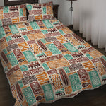 Tropical Tiki Pattern Print Quilt Bed Set