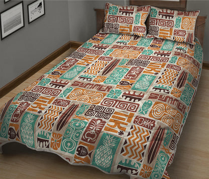 Tropical Tiki Pattern Print Quilt Bed Set