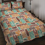 Tropical Tiki Pattern Print Quilt Bed Set