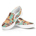 Tropical Tiki Pattern Print White Slip On Sneakers