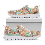 Tropical Tiki Pattern Print White Sneakers