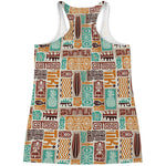 Tropical Tiki Pattern Print Women's Racerback Tank Top