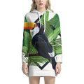 Tropical Toco Toucan Print Pullover Hoodie Dress
