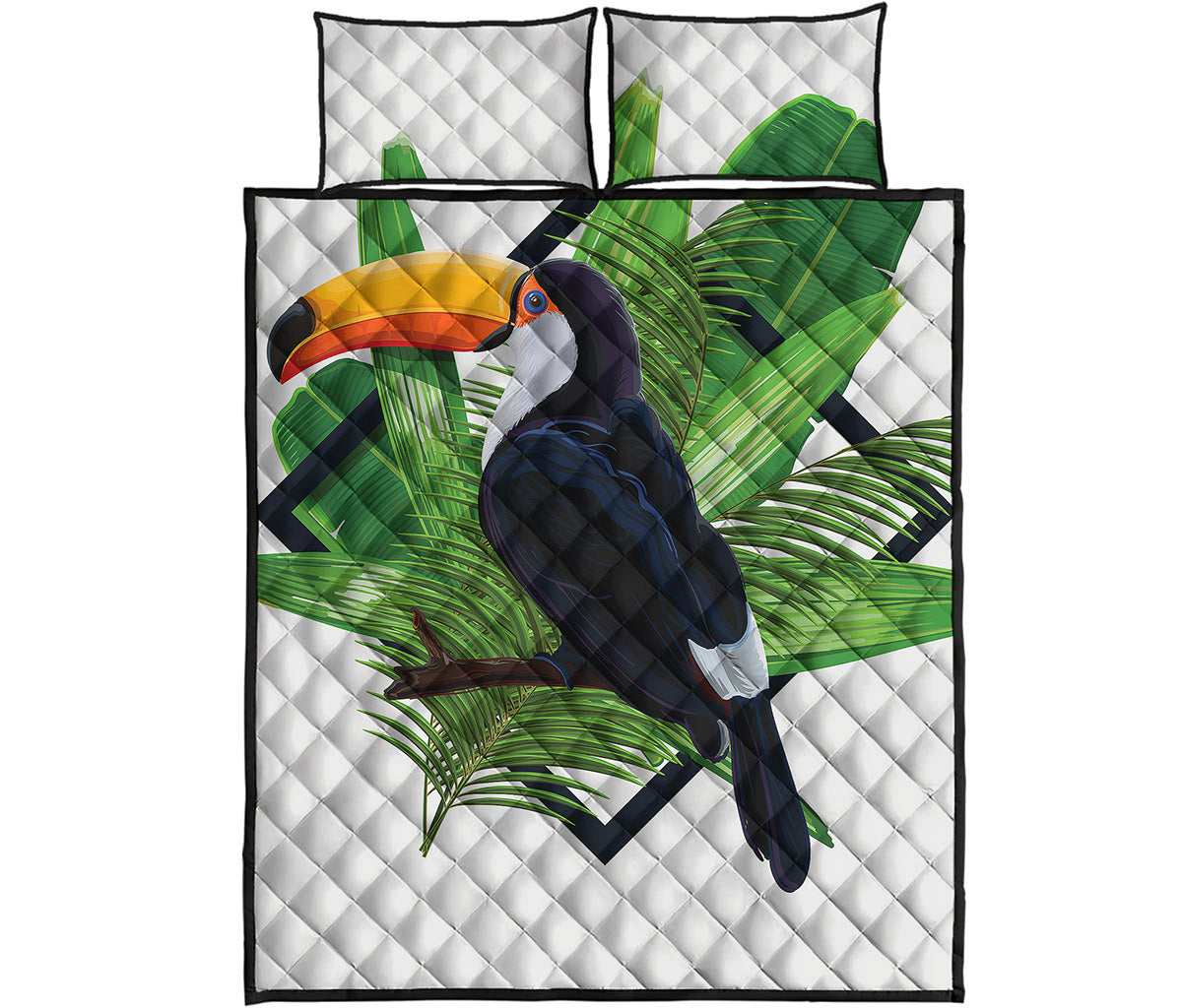 Tropical Toco  Toucan Print Quilt Bed Set
