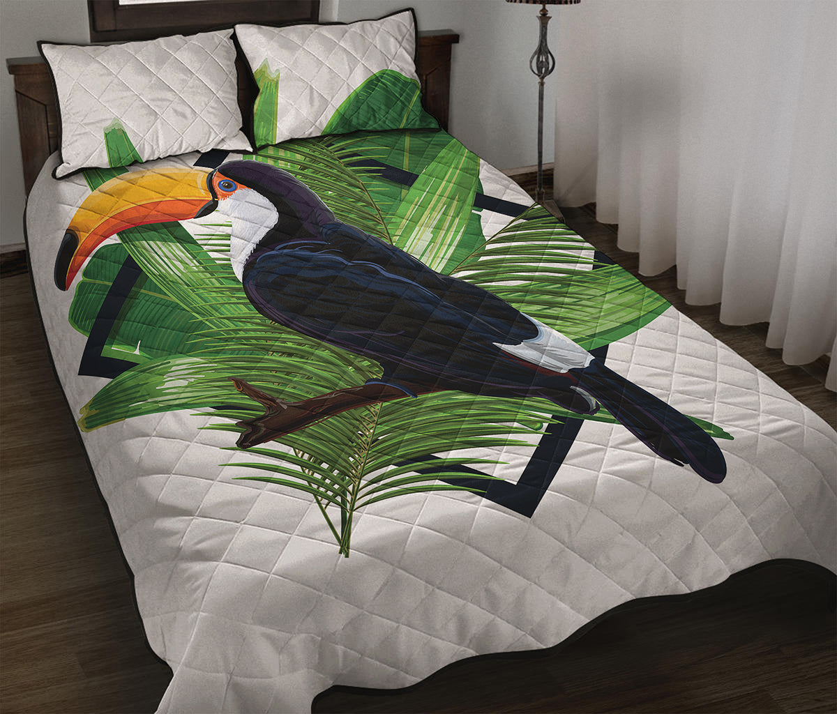 Tropical Toco  Toucan Print Quilt Bed Set