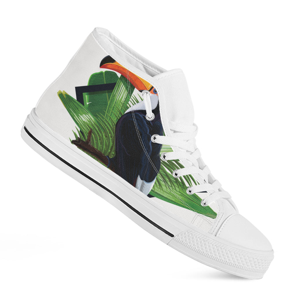 Tropical Toco  Toucan Print White High Top Shoes