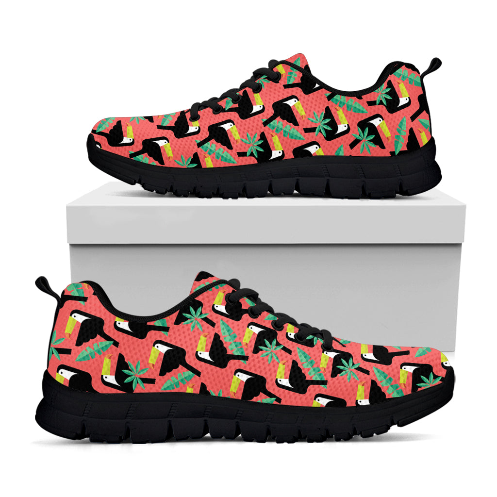 Tropical Toco Toucan Pattern Print Black Sneakers