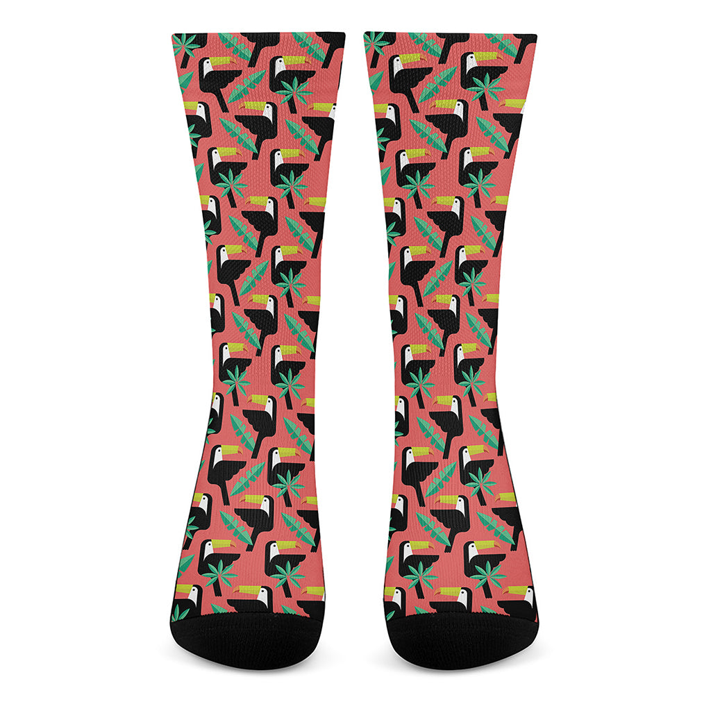 Tropical Toco Toucan Pattern Print Crew Socks