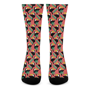 Tropical Toco Toucan Pattern Print Crew Socks