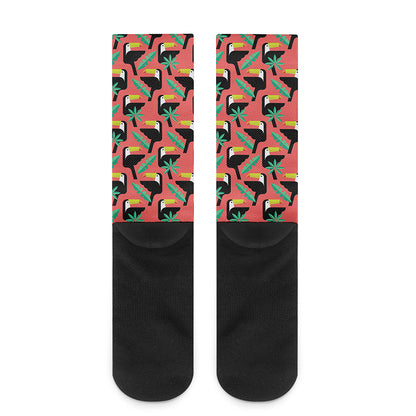Tropical Toco Toucan Pattern Print Crew Socks