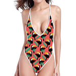 Tropical Toco Toucan Pattern Print One Piece High Cut Swimsuit