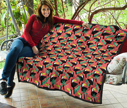 Tropical Toco Toucan Pattern Print Quilt