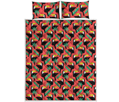 Tropical Toco Toucan Pattern Print Quilt Bed Set