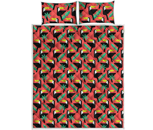Tropical Toco Toucan Pattern Print Quilt Bed Set