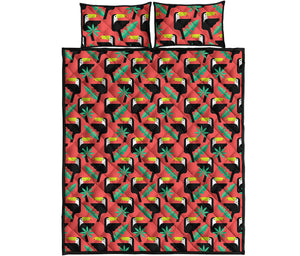 Tropical Toco Toucan Pattern Print Quilt Bed Set