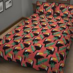 Tropical Toco Toucan Pattern Print Quilt Bed Set