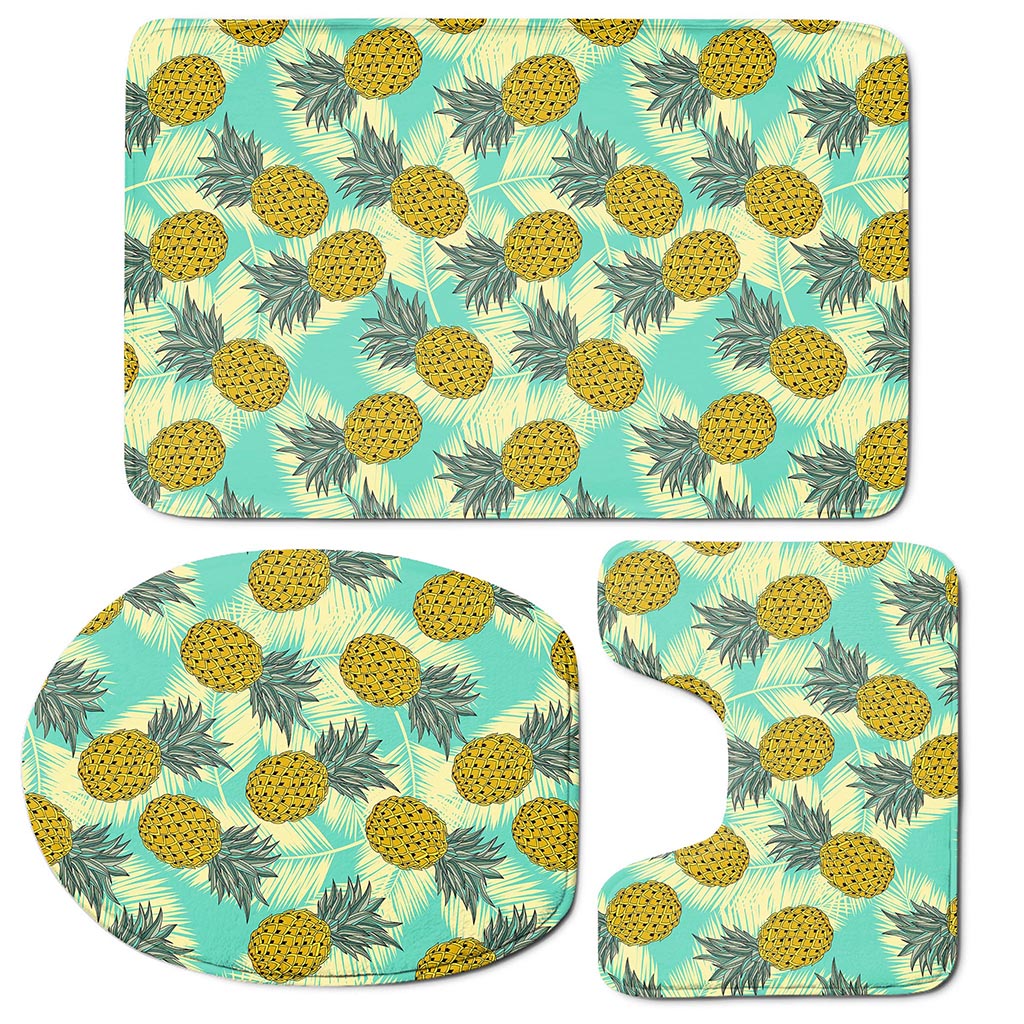Tropical Vintage Pineapple Pattern Print 3 Piece Bath Mat Set