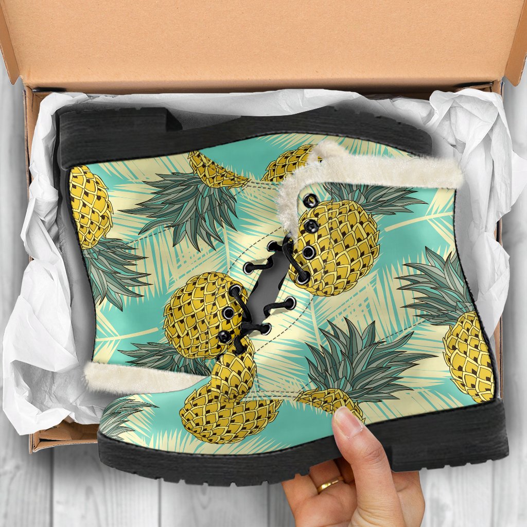 Tropical Vintage Pineapple Pattern Print Comfy Boots GearFrost