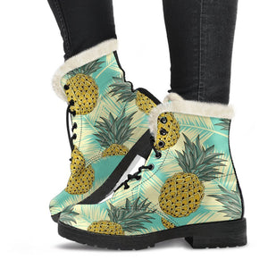 Tropical Vintage Pineapple Pattern Print Comfy Boots GearFrost