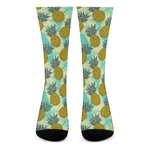 Tropical Vintage Pineapple Pattern Print Crew Socks