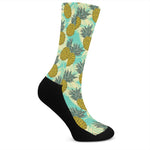 Tropical Vintage Pineapple Pattern Print Crew Socks