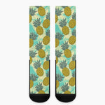 Tropical Vintage Pineapple Pattern Print Crew Socks