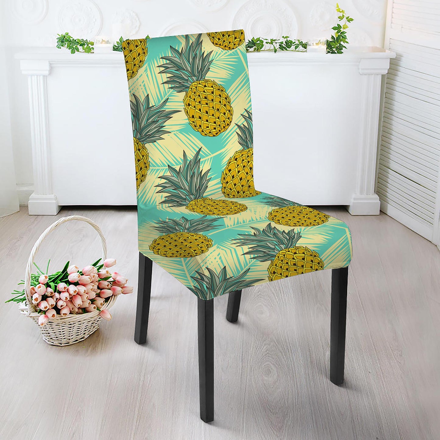 Tropical Vintage Pineapple Pattern Print Dining Chair Slipcover