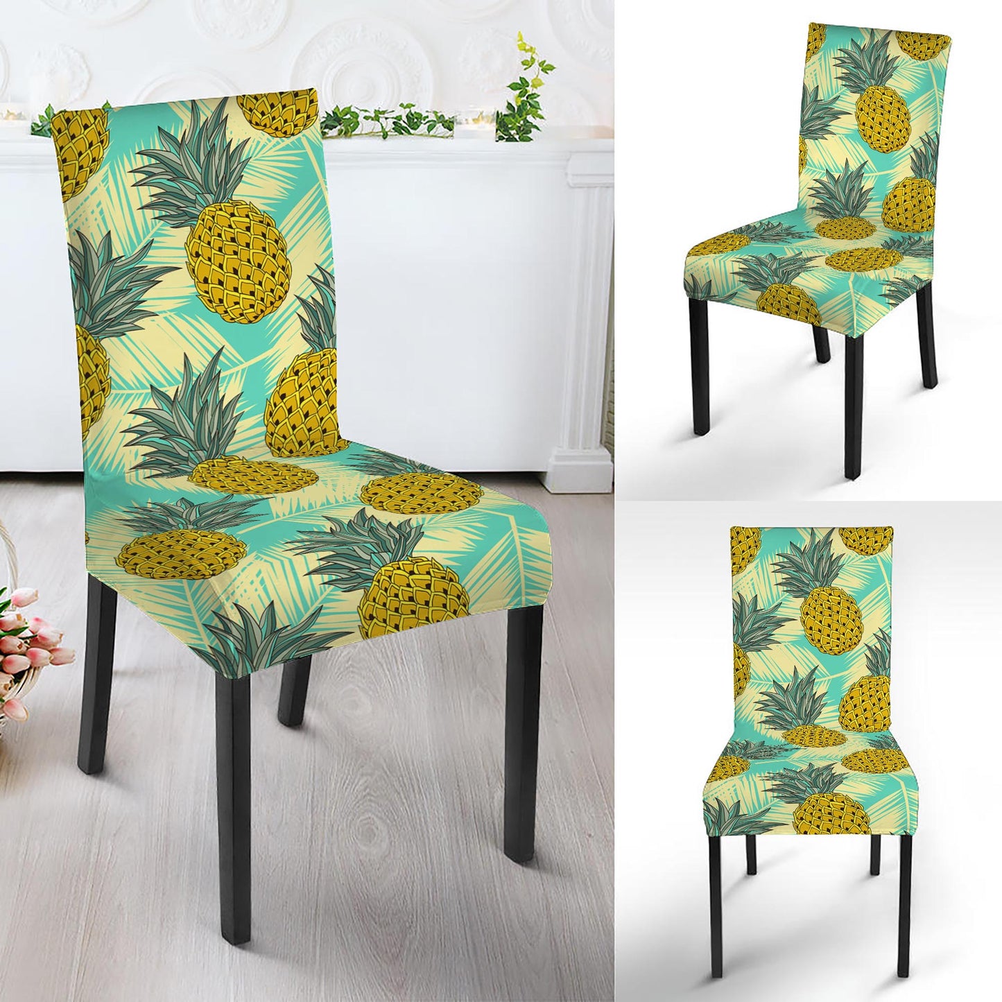 Tropical Vintage Pineapple Pattern Print Dining Chair Slipcover