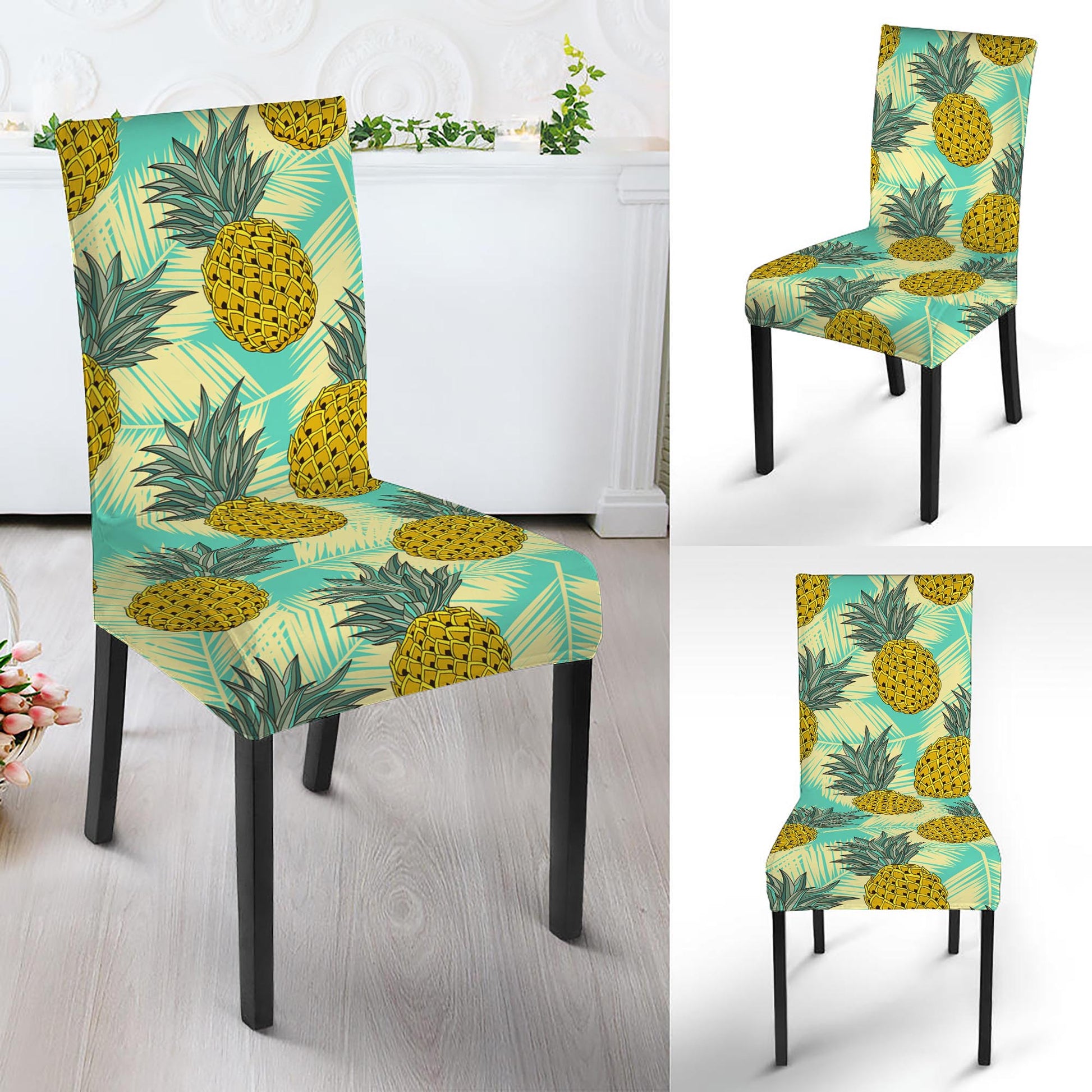 Tropical Vintage Pineapple Pattern Print Dining Chair Slipcover