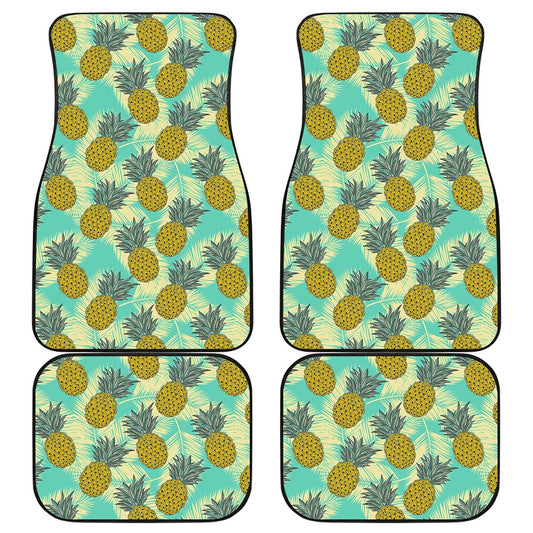 Tropical Vintage Pineapple Pattern Print Front and Back Car Floor Mats