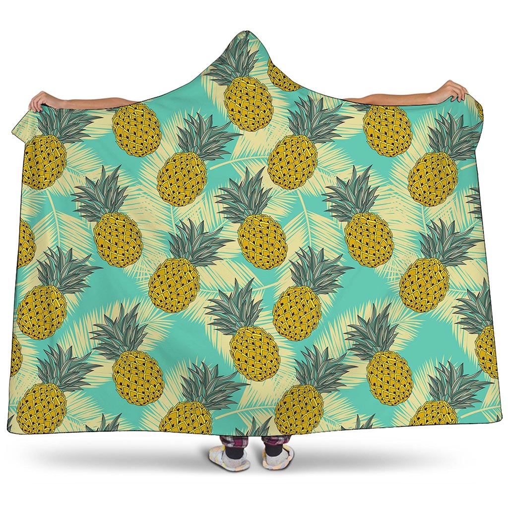 Tropical Vintage Pineapple Pattern Print Hooded Blanket