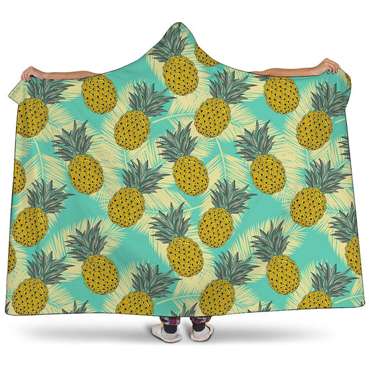 Tropical Vintage Pineapple Pattern Print Hooded Blanket