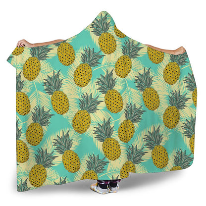 Tropical Vintage Pineapple Pattern Print Hooded Blanket