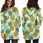Tropical Vintage Pineapple Pattern Print Hoodie Dress GearFrost
