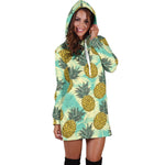 Tropical Vintage Pineapple Pattern Print Hoodie Dress GearFrost
