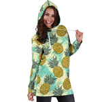 Tropical Vintage Pineapple Pattern Print Hoodie Dress GearFrost